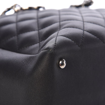 Chanel Calfskin Quilted Feather Weight Bowling Bag Black Beige 10 of 14