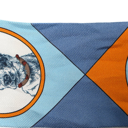 Hermes Silk Colliers Et Chiens Twilly Ciel Orange Gris Bleuete 5 of 6