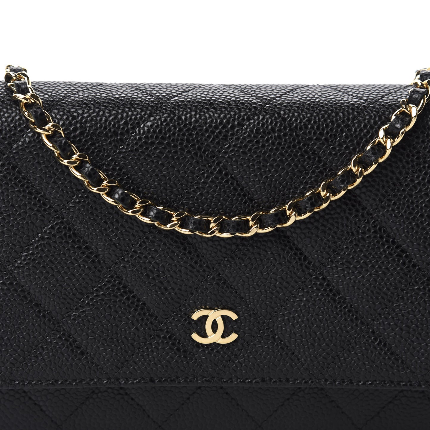 Caviar Quilted Wallet On Chain WOC Black