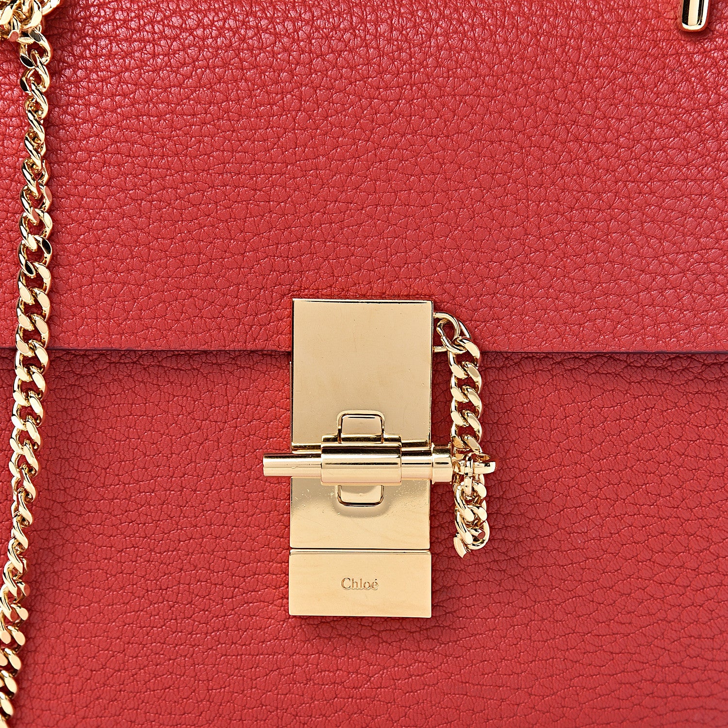 Chloe Grained Lambskin Mini Drew Shoulder Bag Plaid Red 9 of 9