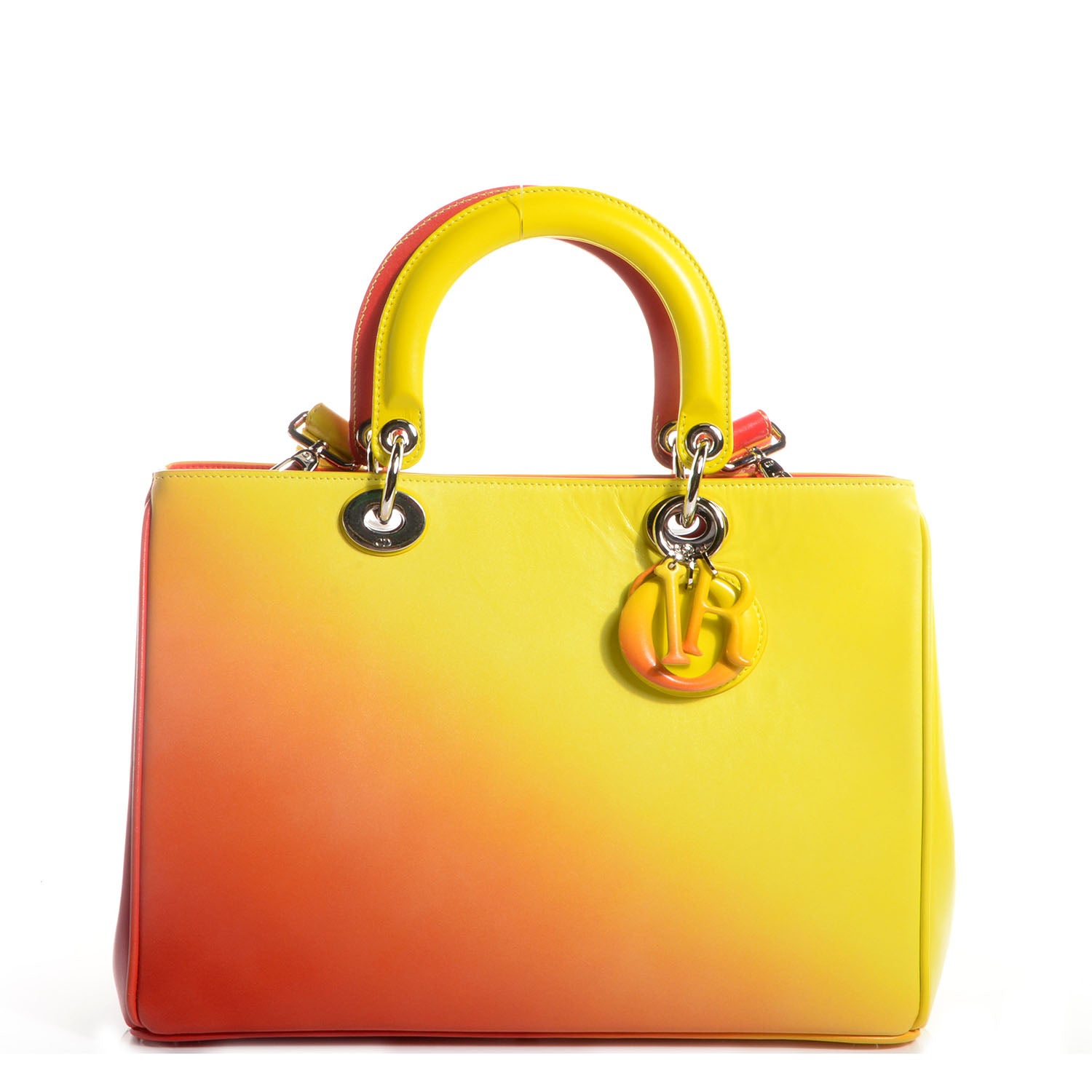 Christian Dior Box Calfskin Gradient Medium Diorissimo Yellow Orange 1 of 7