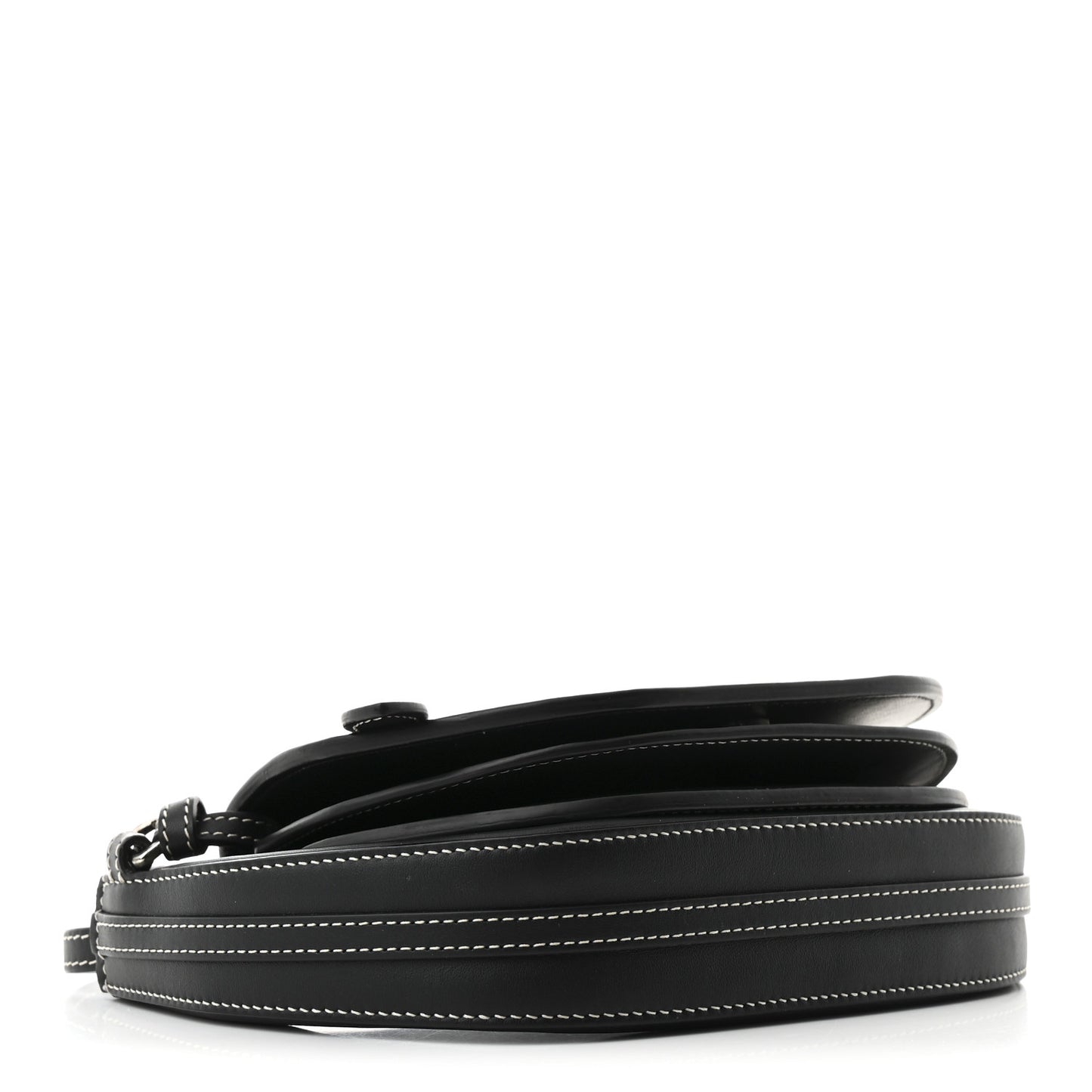 Canvas Horseferry Print Double Olympia Shoulder Bag Black