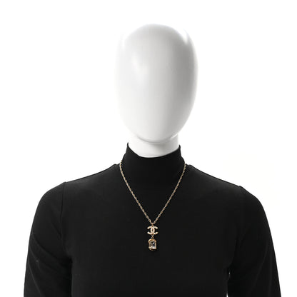 Chanel Pearl Crystal CC Pendant Necklace Gold 2 of 4