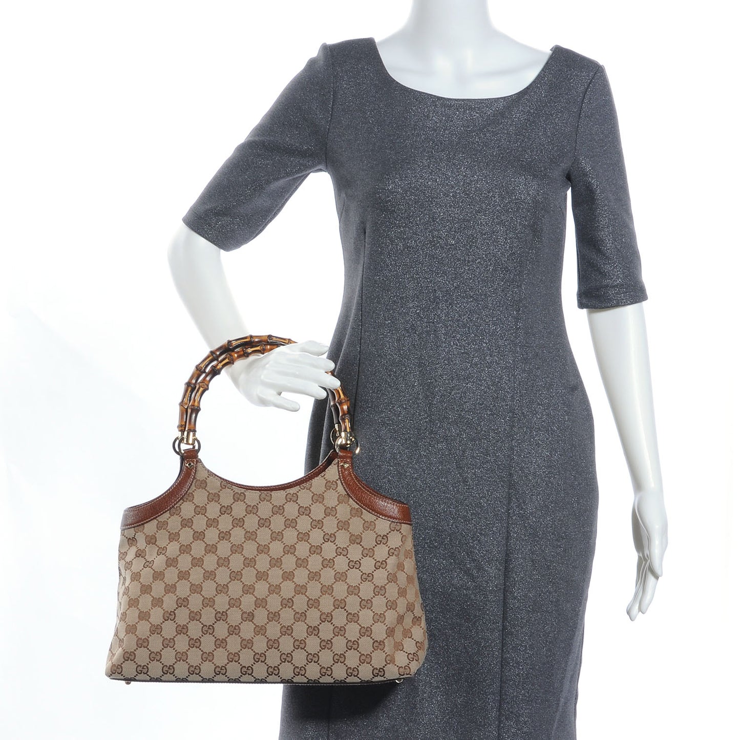 Monogram Bamboo Handle Bag Brown