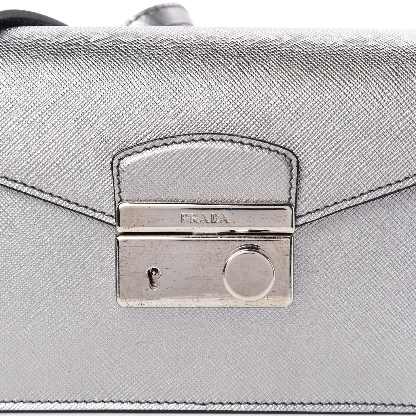 Metallic Saffiano Lux Sound Crossbody Bag Cromo