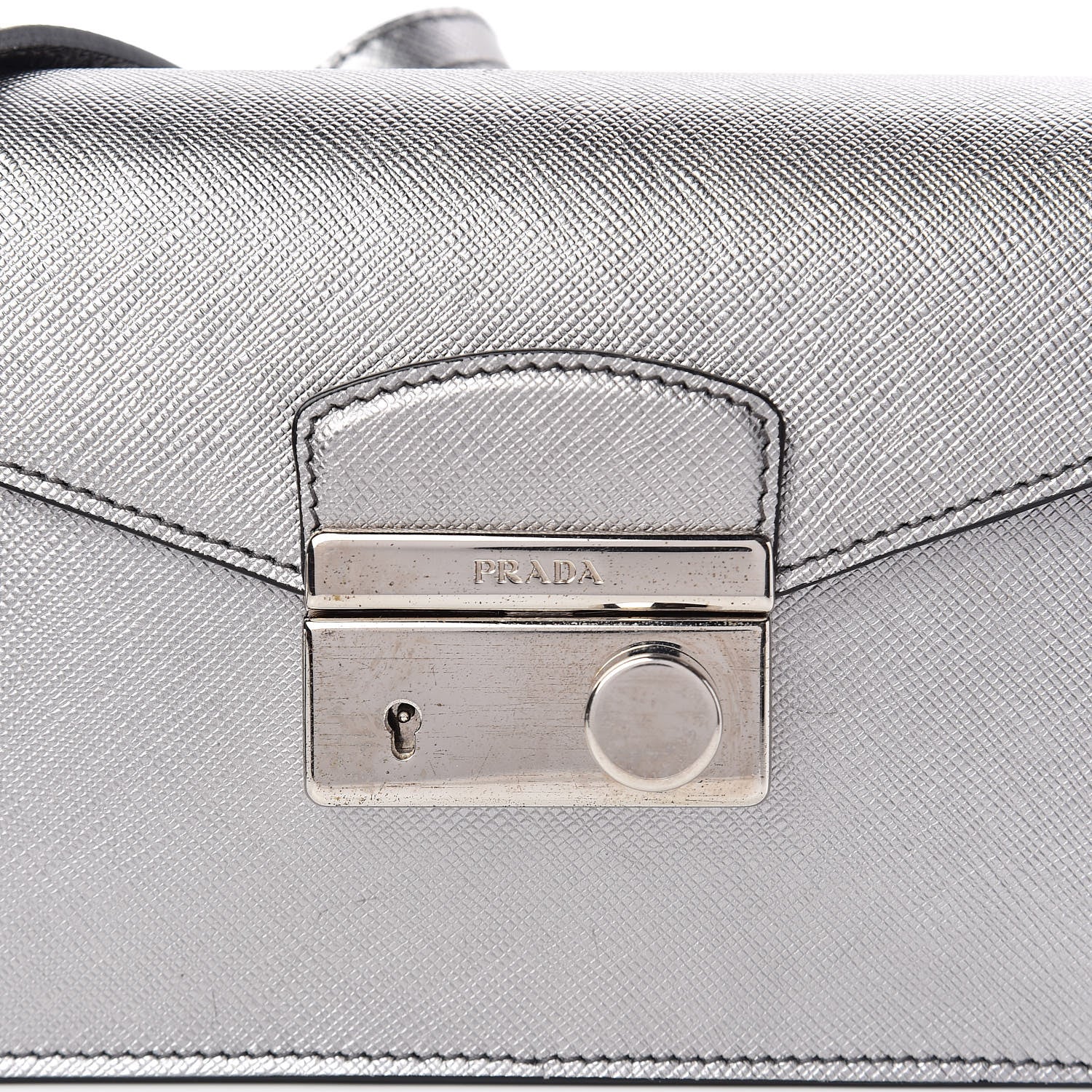Prada Metallic Saffiano Lux Sound Crossbody Bag Cromo 9 of 9