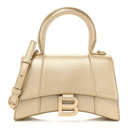 Balenciaga Metallic Grained Calfskin Hourglass Top Handle Bag XS Light Gold 1 of 12