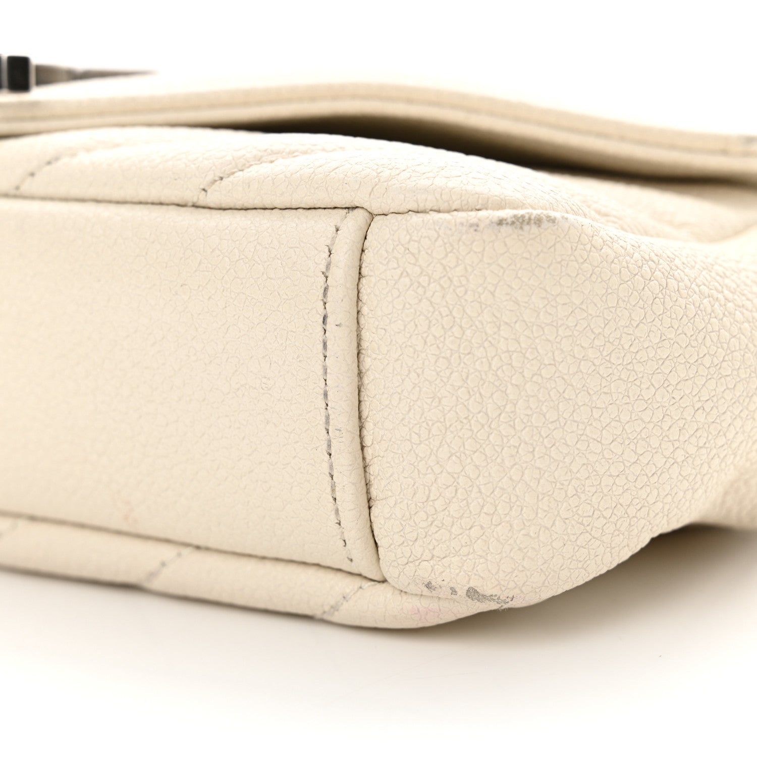 Saint Laurent Grained Calfskin Matelassé Chevron Monogram Classic Baby Chain Bag White 10 of 14