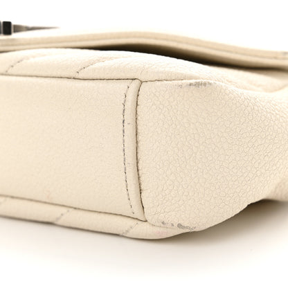Saint Laurent Grained Calfskin Matelassé Chevron Monogram Classic Baby Chain Bag White 10 of 14