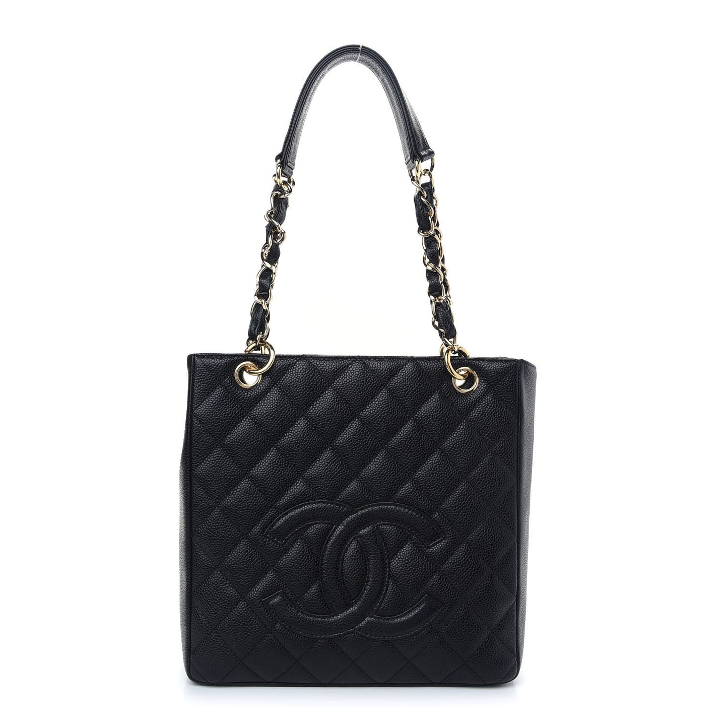 Caviar Quilted Petit Shopping Tote PST Black