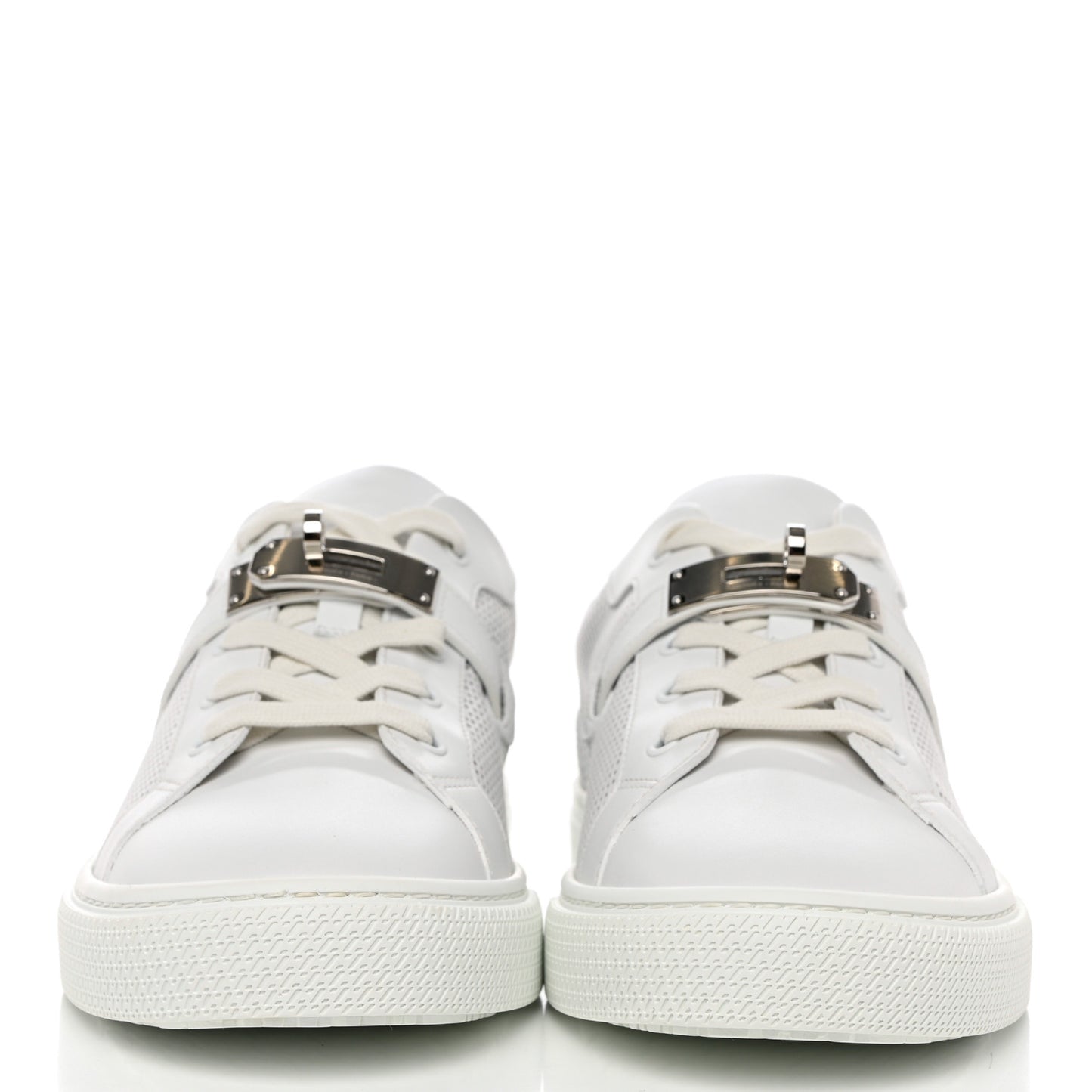 Calfskin Perforated Day Sneakers 41.5 White