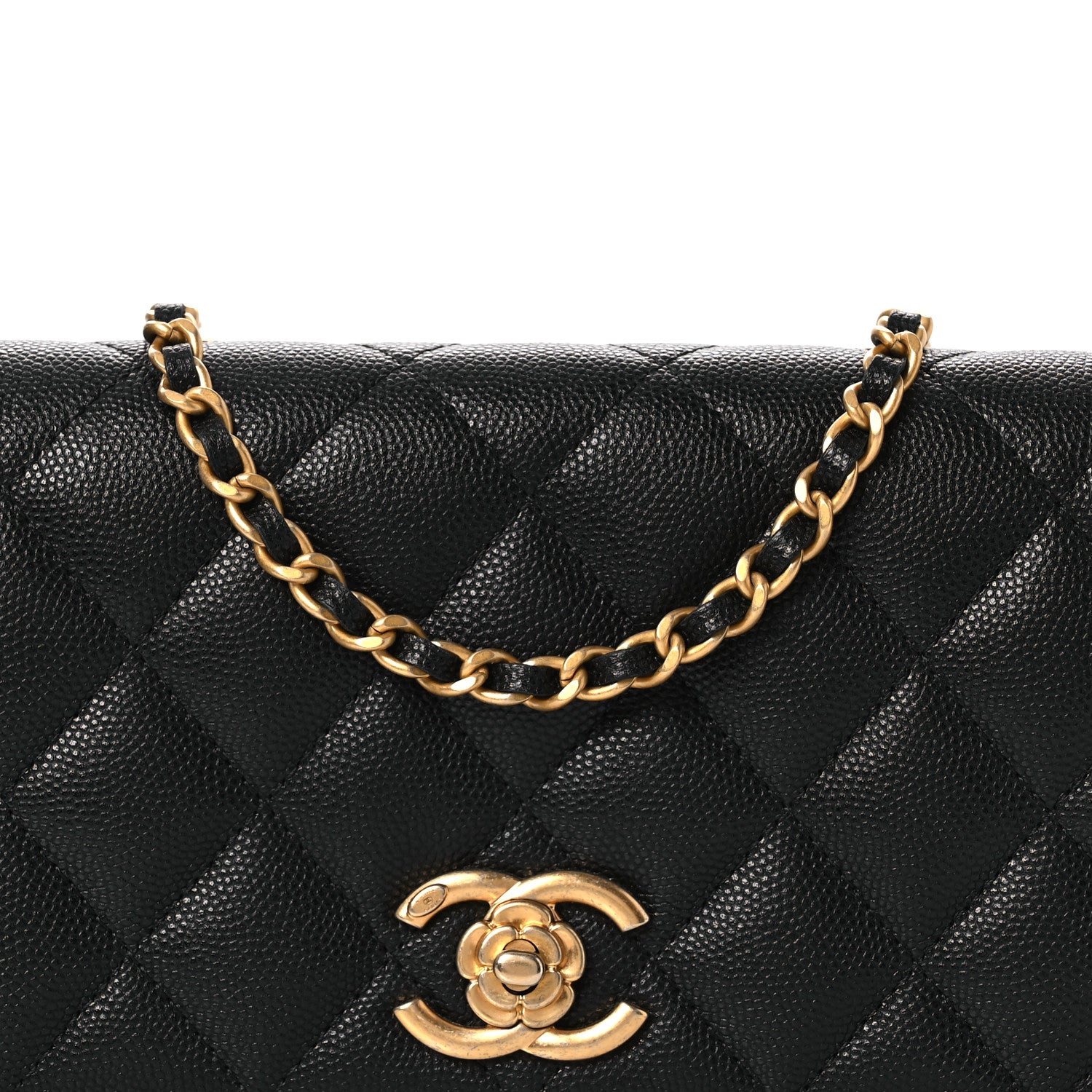 Chanel Caviar Quilted Camellia Clutch With Chain Black 9 of 13