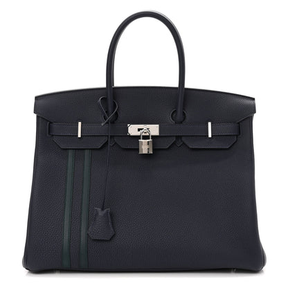 Hermes Togo Swift Officier Birkin 35 Bleu Nuit Vert Cypress 1 of 11