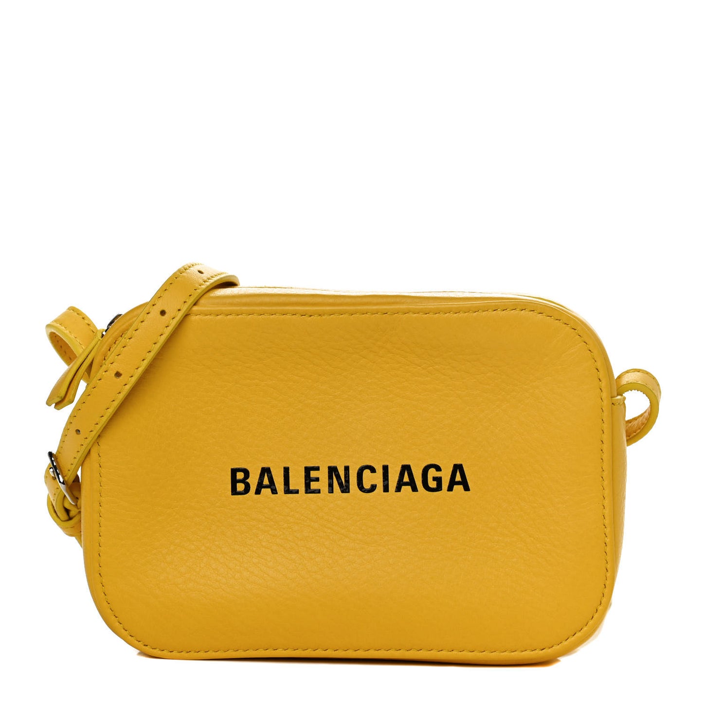 Smooth Calfskin Logo XS Everyday Camera Bag Jaune Soleil Black