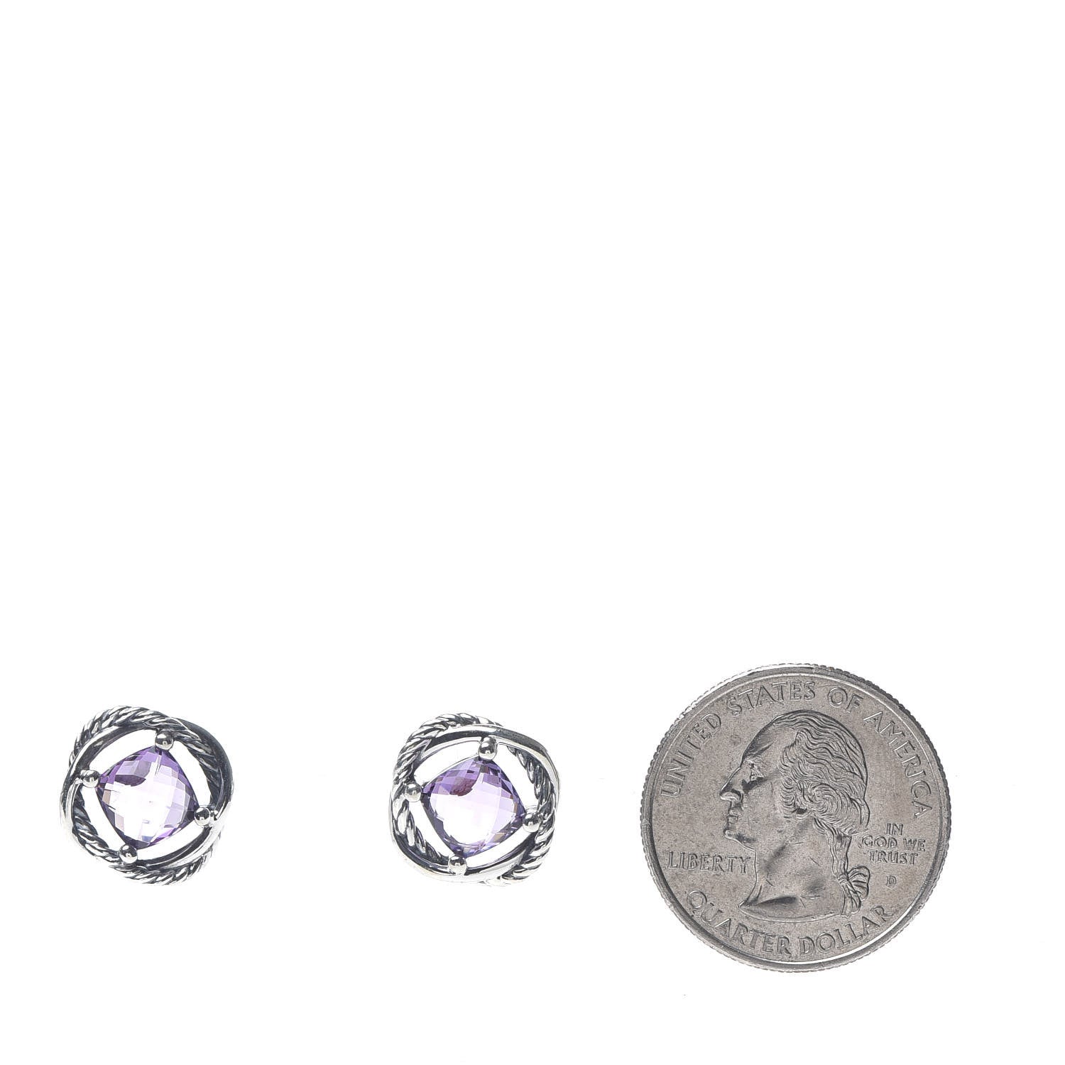 David Yurman Sterling Silver Amethyst 7mm Infinity Earrings 2 of 4