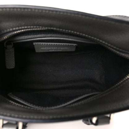 Alexander McQueen Pebbled Calfskin Mini Skull Padlock Zip Around Tote Grey 5 of 8