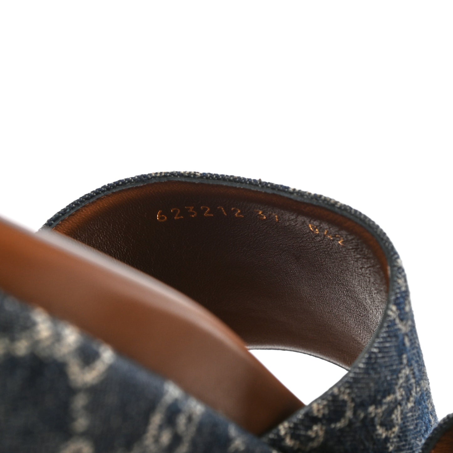 New Denim GG Monogram Angelina Platform 55mm Slide Sandals 37 Blue Tea