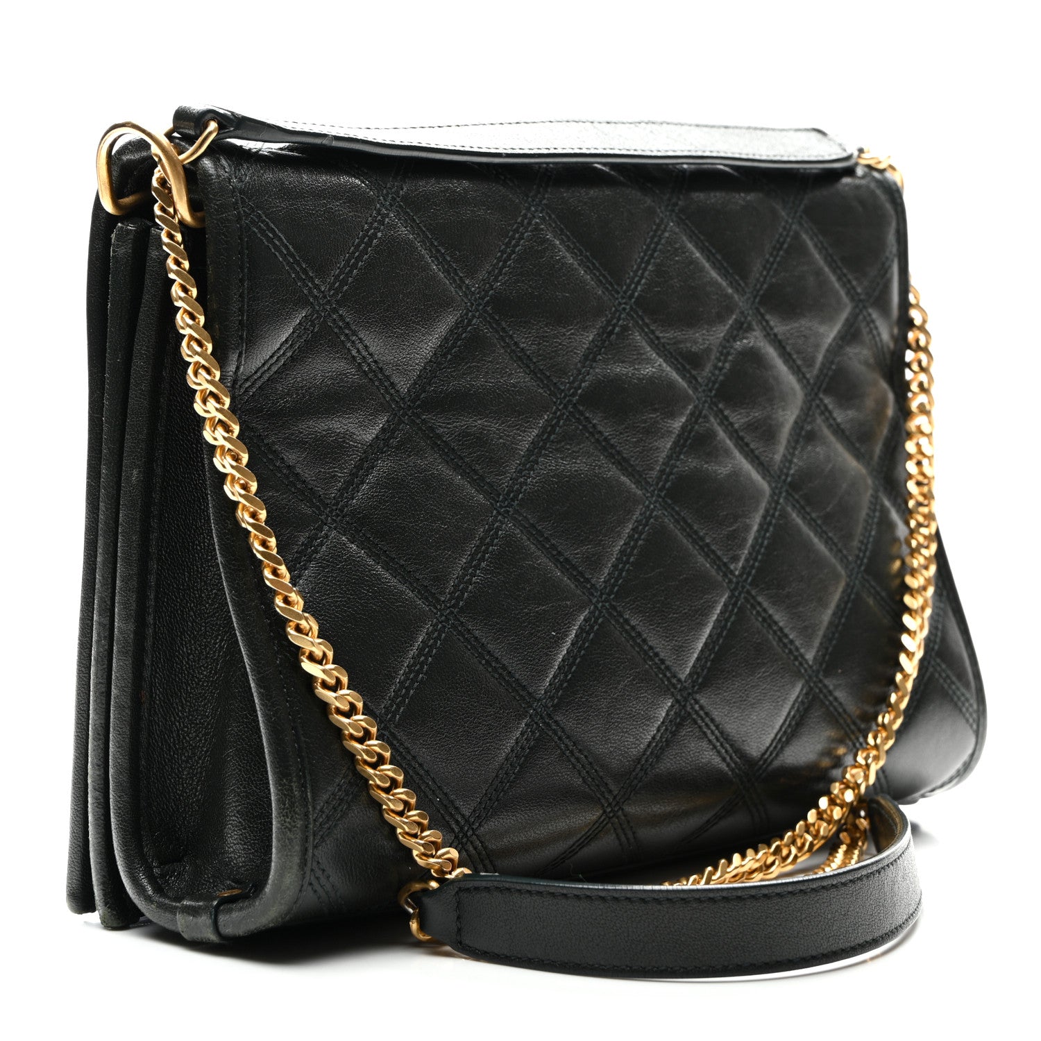 Saint Laurent Lambskin Quilted Mini Becky Chain Bag Vert Fonce 3 of 21