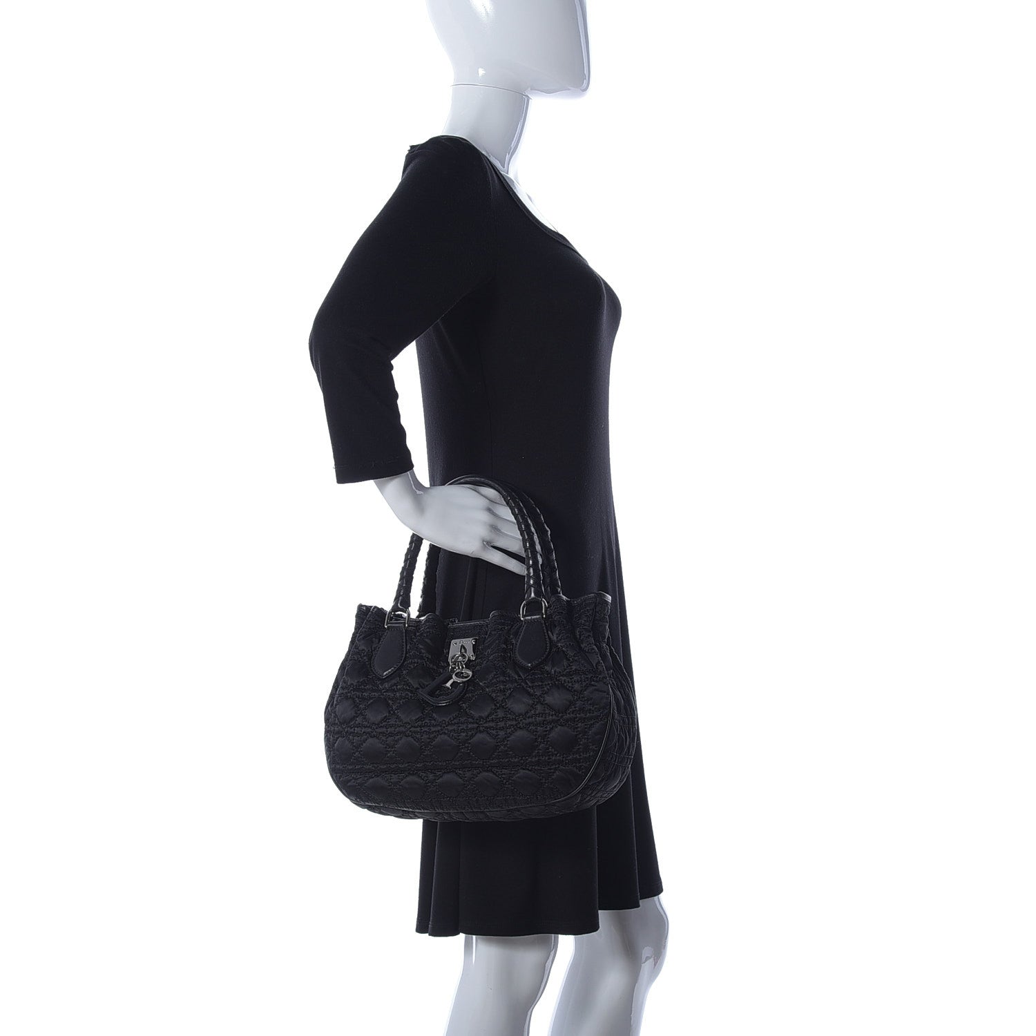 Christian Dior Nylon Cannage Shopper Tote Black 2 of 9
