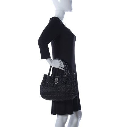 Christian Dior Nylon Cannage Shopper Tote Black 2 of 9