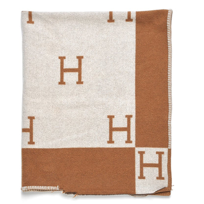 Hermes Wool Cashmere New Classic Avalon Blanket Ecru Camel 1 of 8