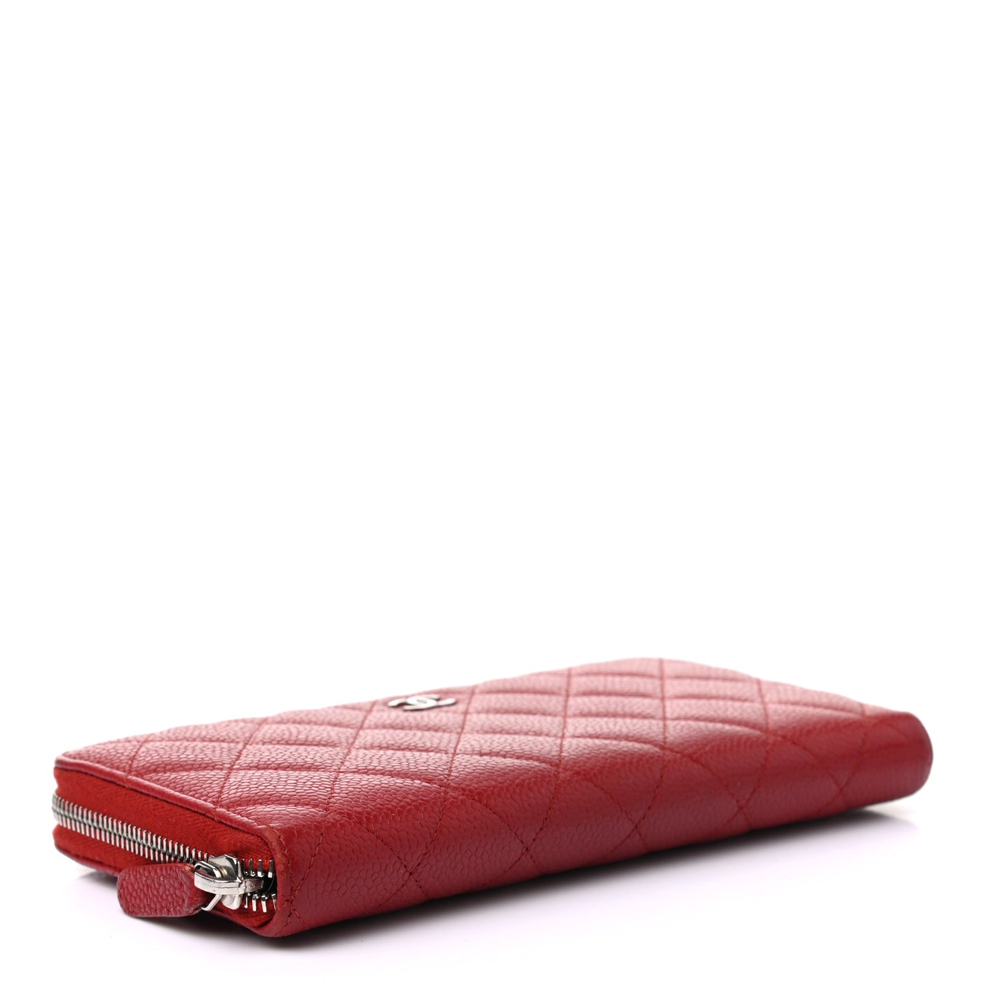 Caviar Quilted Large Gusset Zip Around Wallet Red