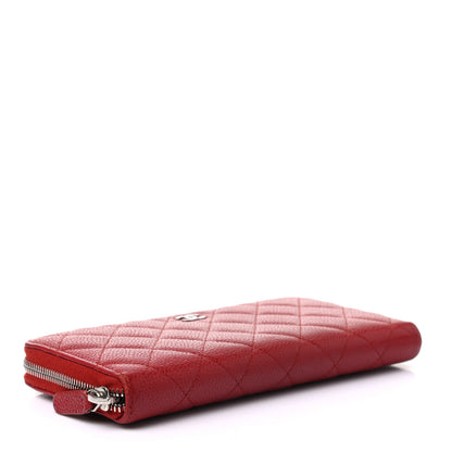 Chanel Caviar Quilted Large Gusset Zip Around Wallet Red 4 of 9