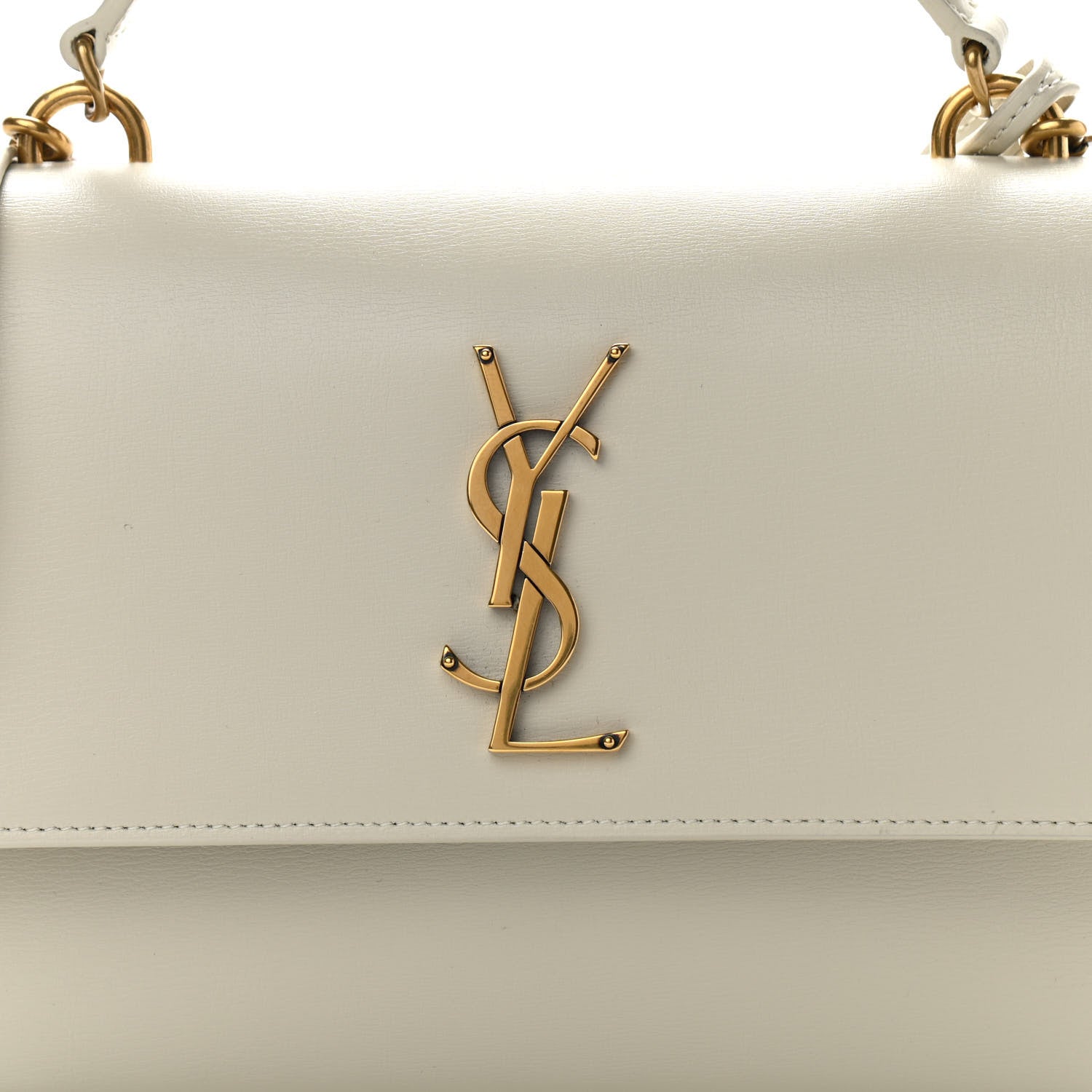 Saint Laurent Smooth Calfskin Medium Monogram Sunset Satchel Blanc Vintage 7 of 10