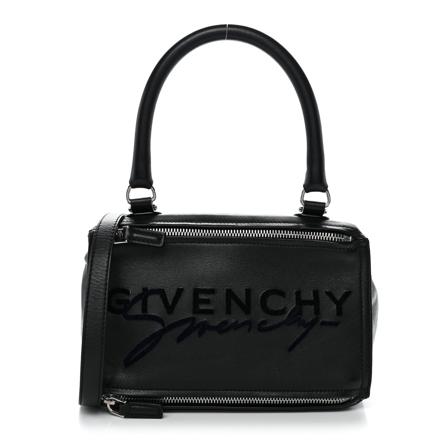 Givenchy Sugar Goatskin Velvet Logo Small Pandora Black 1 of 13