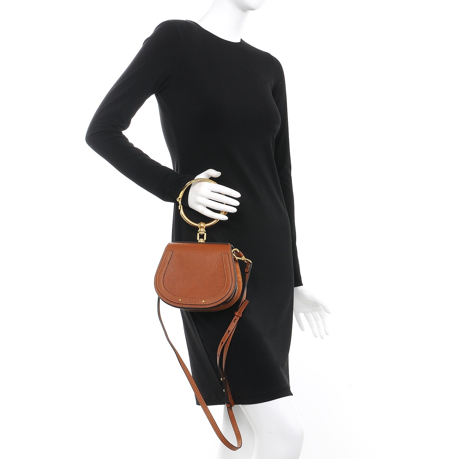 Chloe Calfskin Suede Small Nile Bracelet Bag Caramel 2 of 11