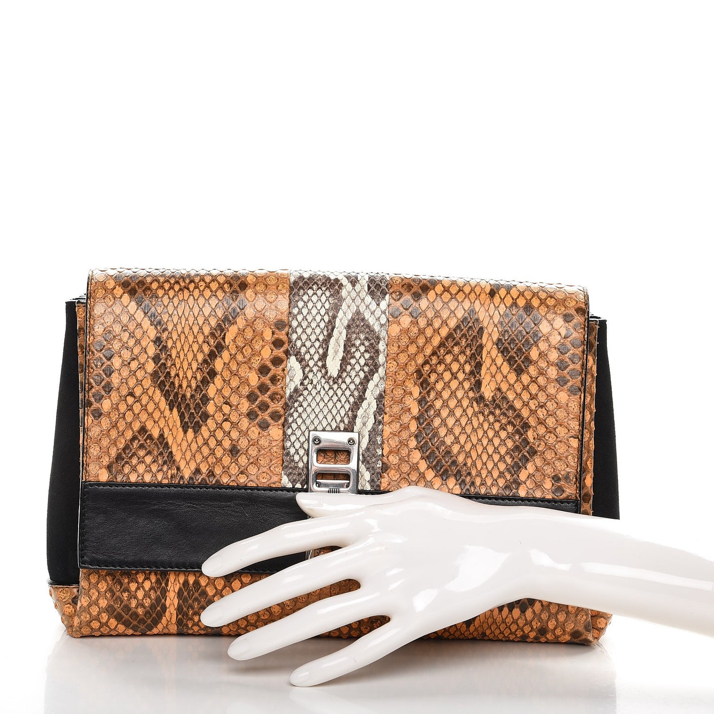 Python Calfskin Suede PS Elliot Clutch Orange Black