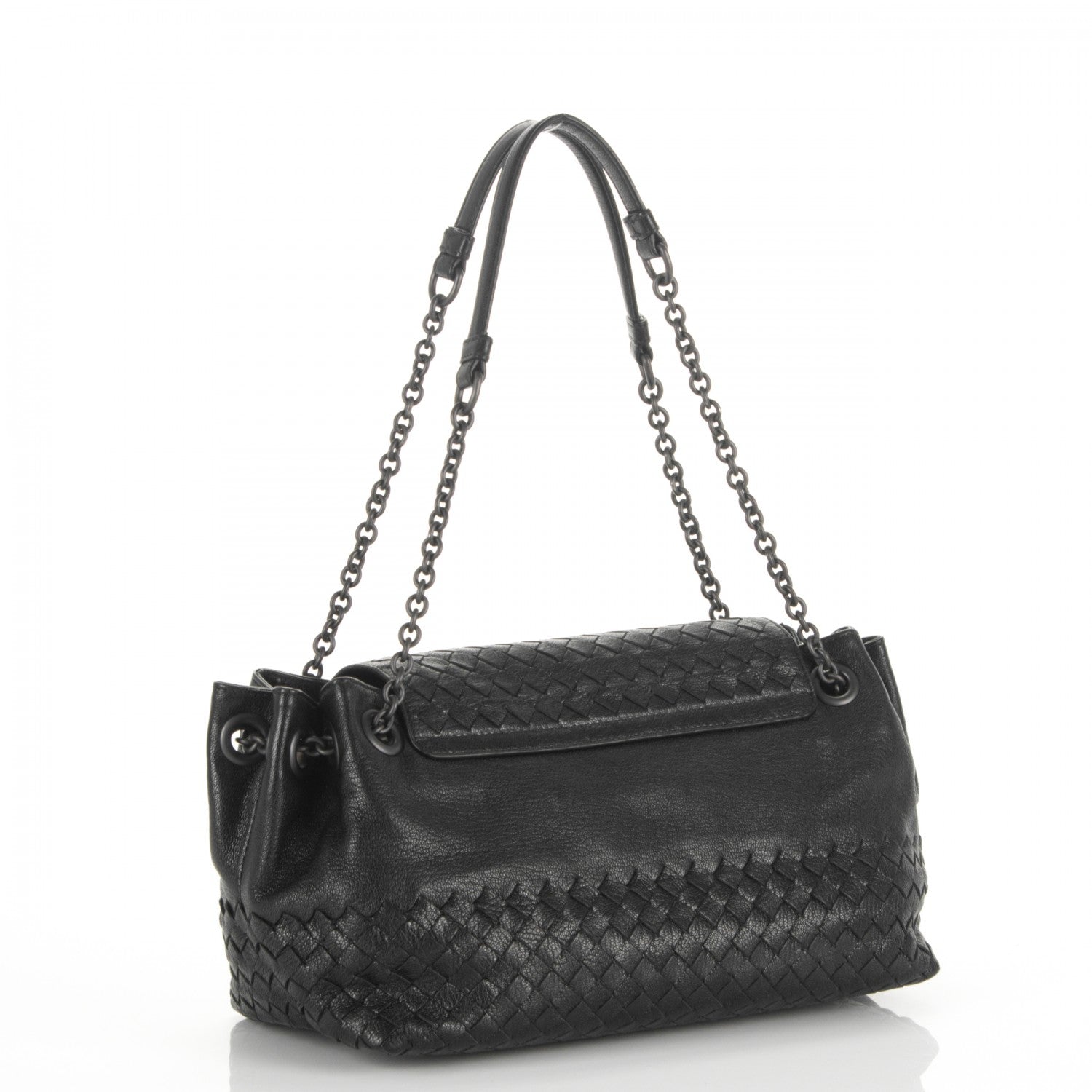 Bottega Veneta Madras Goatskin Intrecciato Small Shoulder Nero Black 3 of 6