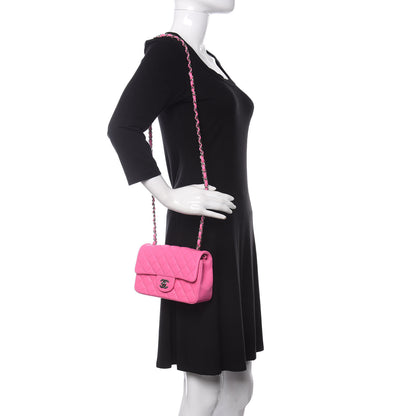 Chanel Lambskin Quilted Mini Rectangular Flap Neon Pink 2 of 11