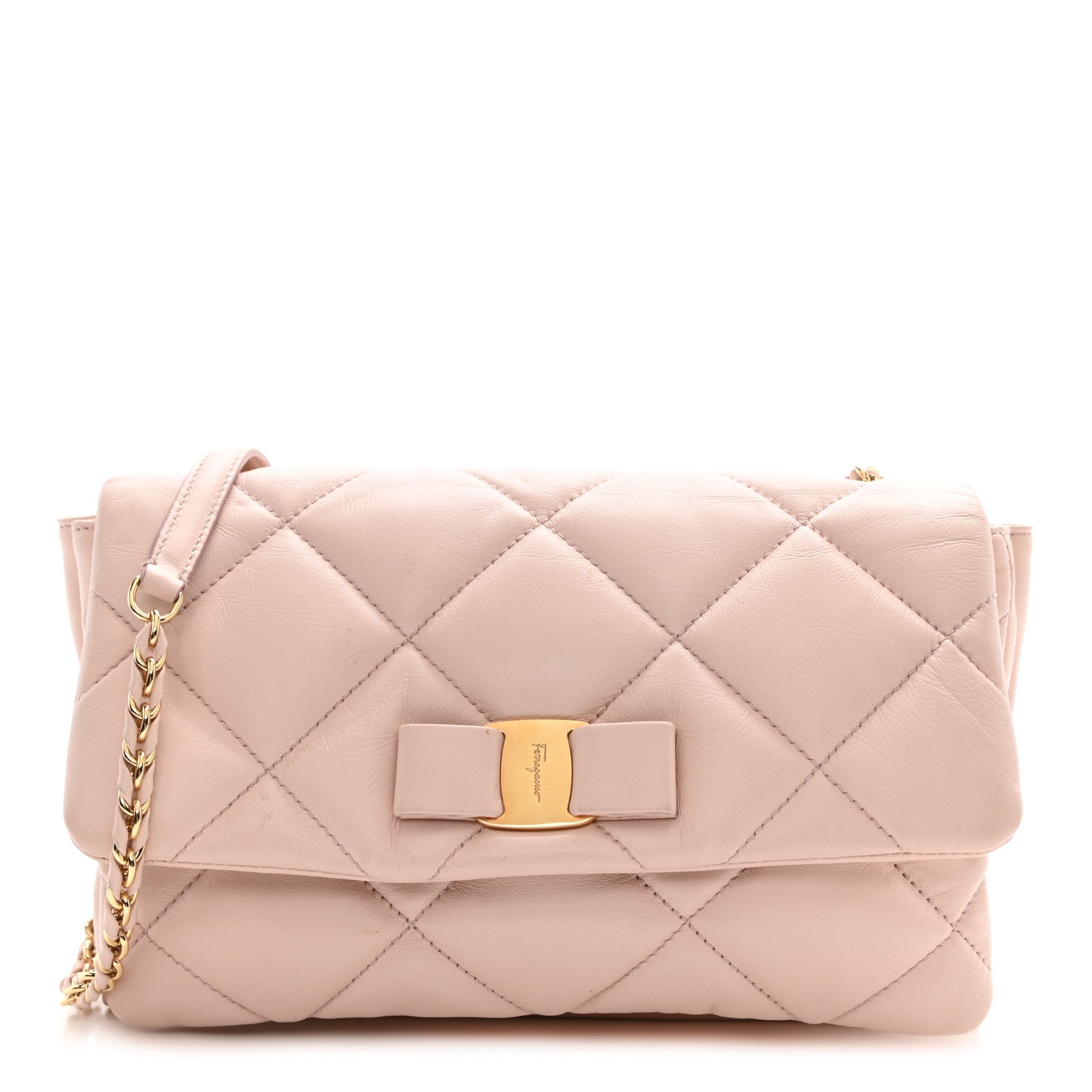 Salvatore Ferragamo Nappa Quilted Ginny Medium Crossbody Pink 1 of 12