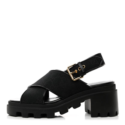 Gucci Monogram Granada Kid Trip 40/72mm Lug Sole Sandals 38 Black 1 of 9