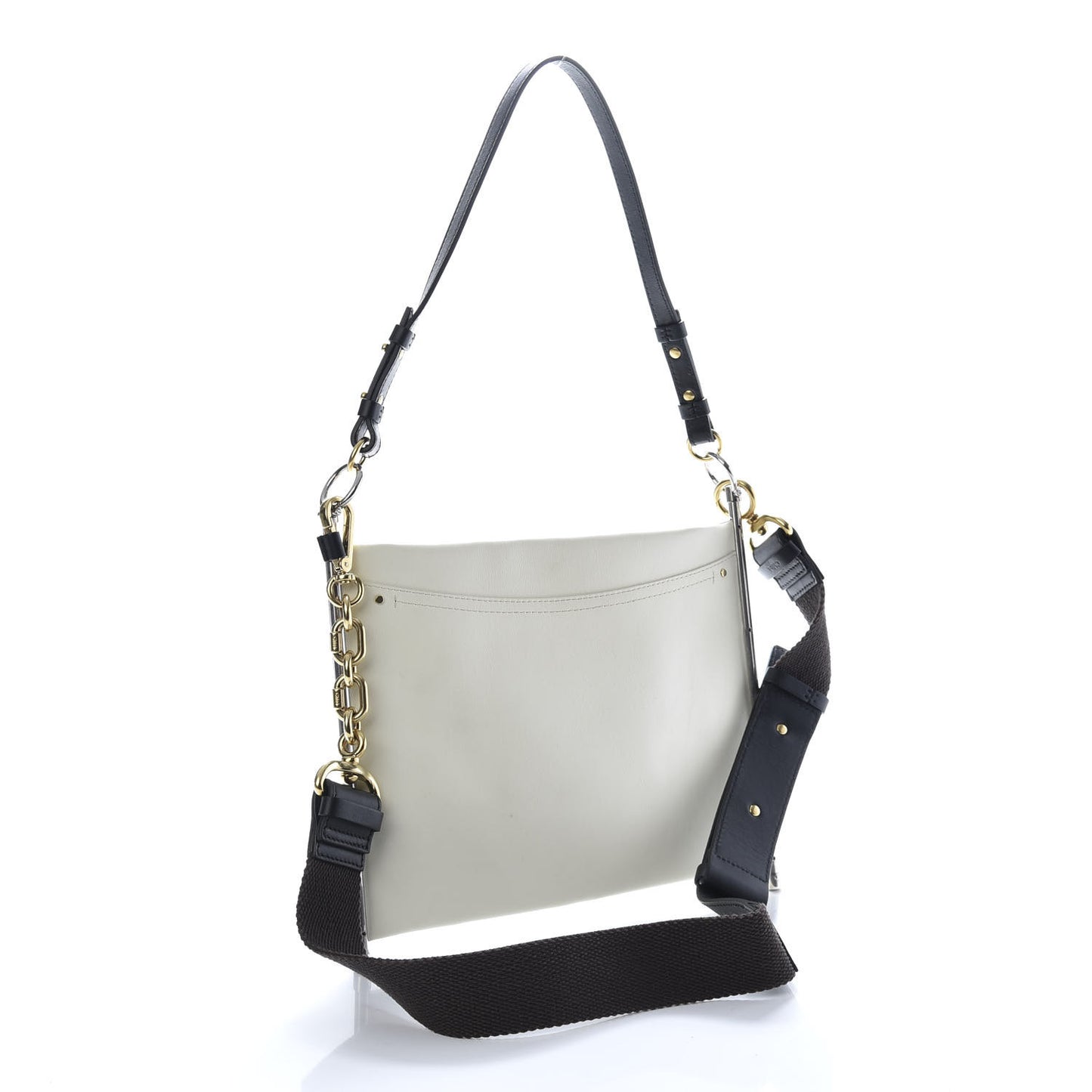 Smooth Calfskin Medium Roy Clutch Natural White