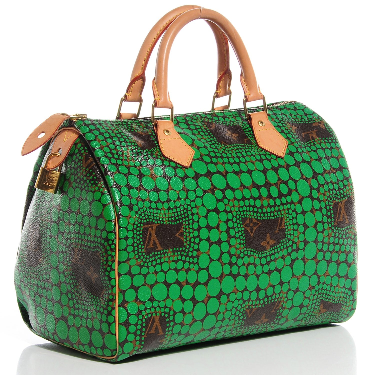 Louis Vuitton Monogram Kusama Town Speedy 30 Green 3 of 7