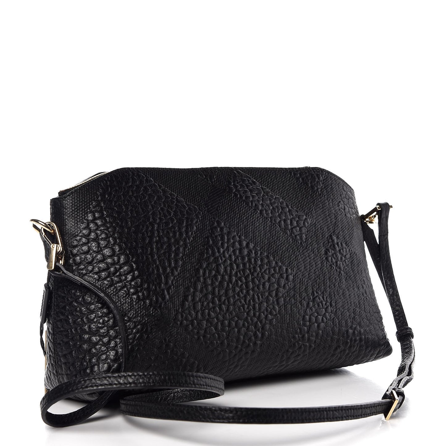 Signature Grain Calfskin Check Embossed Small Chichester Crossbody Clutch Bag Black
