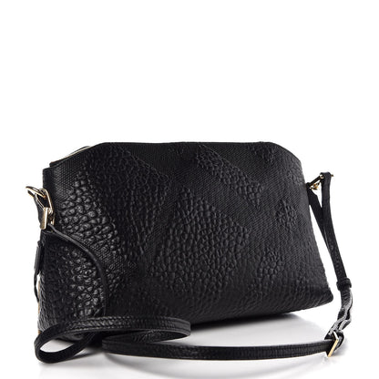 Burberry Signature Grain Calfskin Check Embossed Small Chichester Crossbody Clutch Bag Black 3 of 9