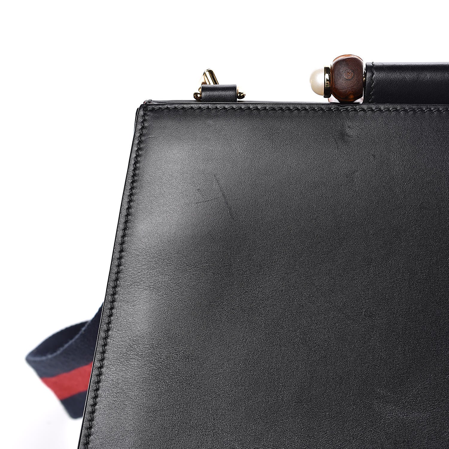 Gucci Nappa Bamboo Web Medium Nymphaea Top Handle Bag Black 12 of 13