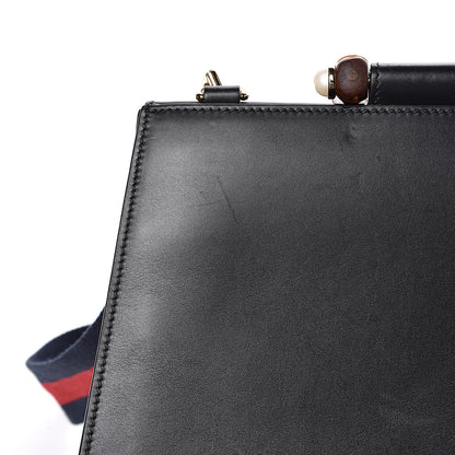 Gucci Nappa Bamboo Web Medium Nymphaea Top Handle Bag Black 12 of 13