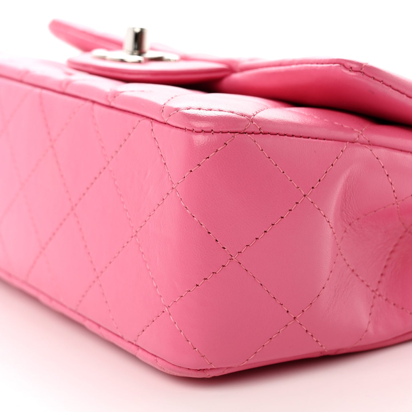 Lambskin Quilted Mini Rectangular Flap Pink