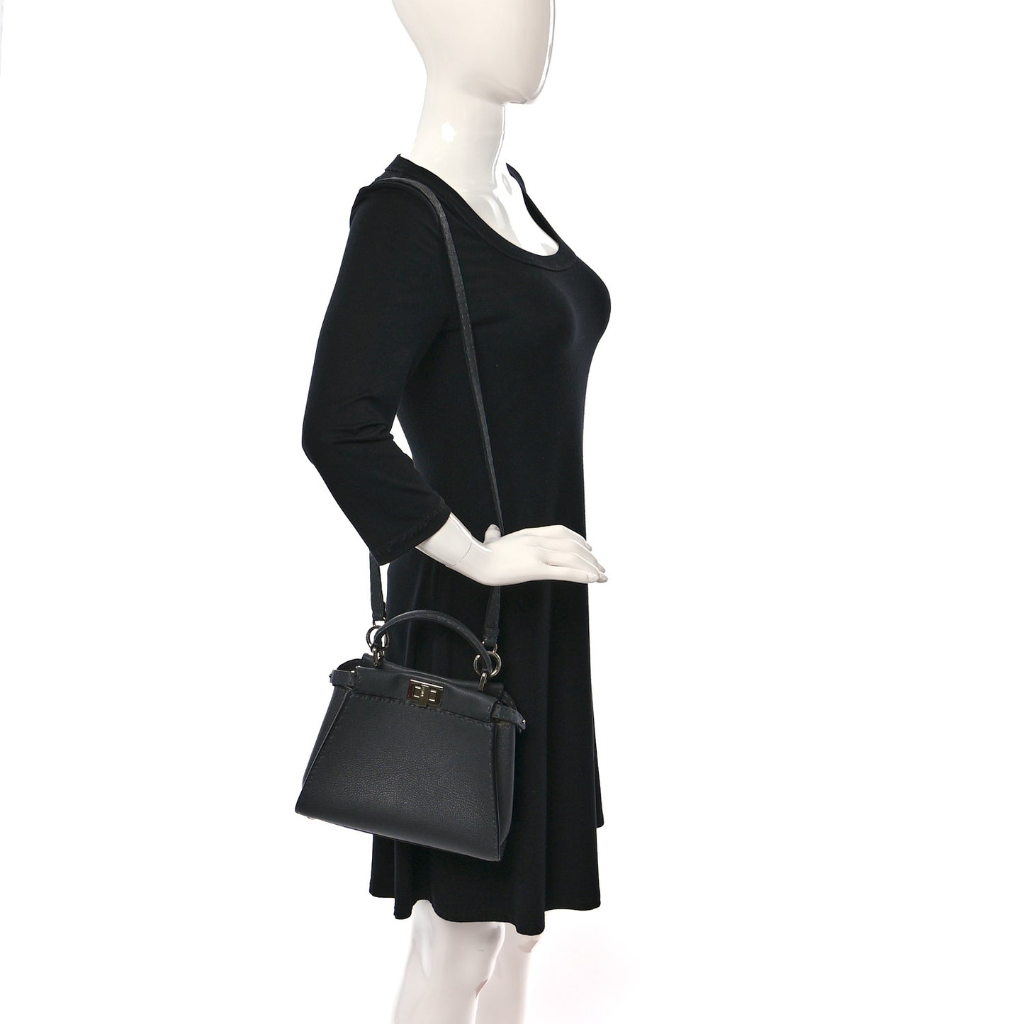 Cuoio Romano Selleria Bi-Color Mini Peekaboo Iconic Satchel Asfalto Latte