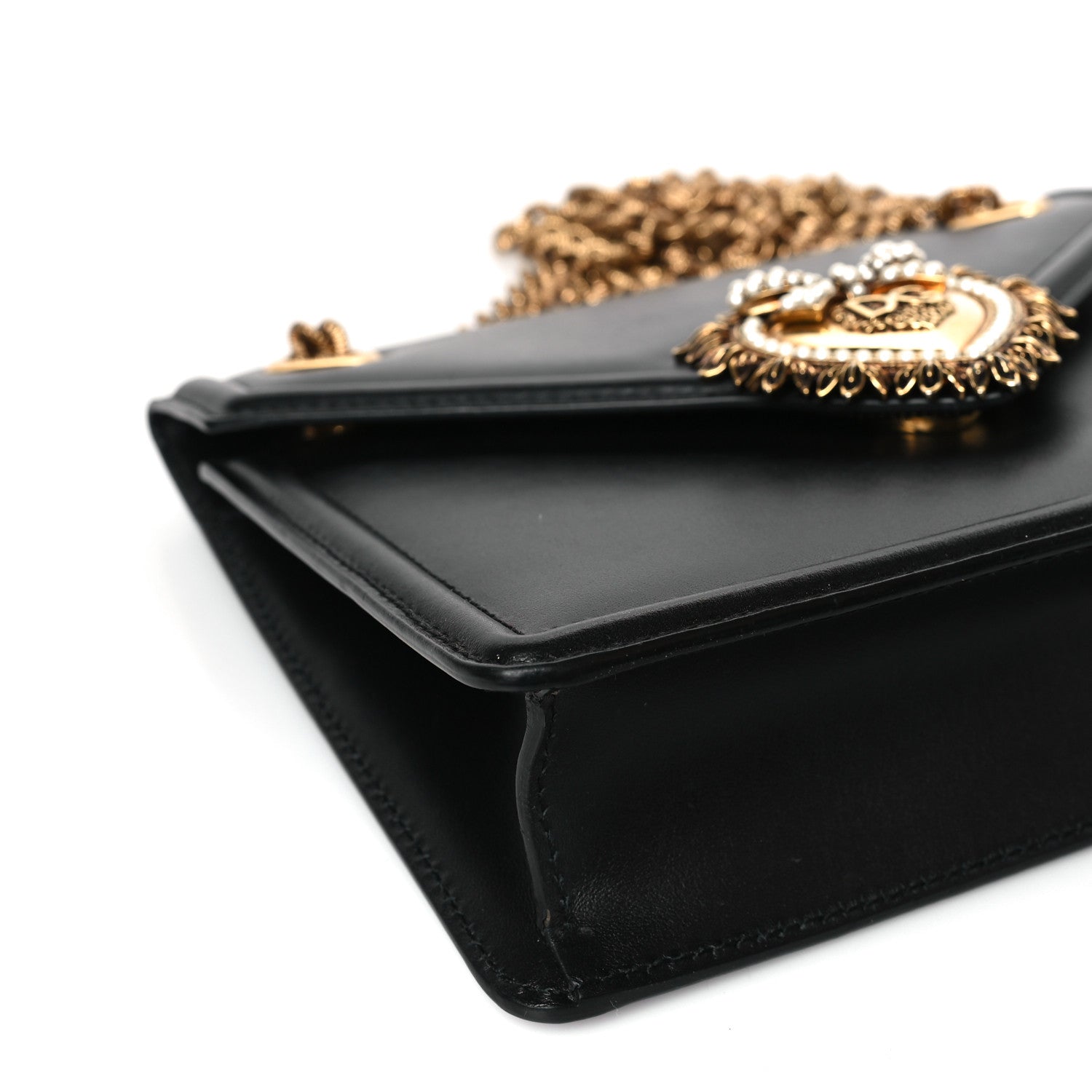 Dolce & Gabbana Smooth Calfskin Mini Devotion Envelope Bag Black 7 of 9