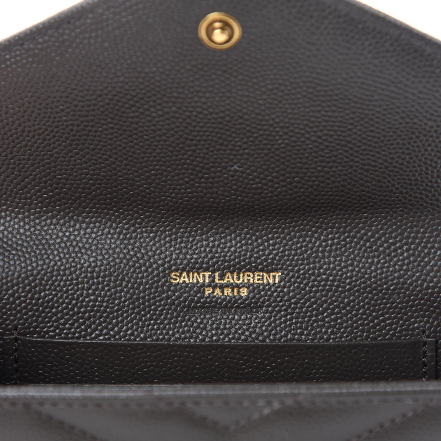 Saint Laurent Grain De Poudre Matelasse Chevron Small Monogram Envelope Wallet Pebble 6 of 8
