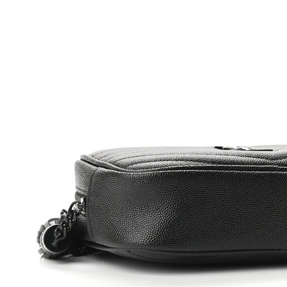 Saint Laurent Grain De Poudre Matelasse Monogram Mini Lou Camera Bag Black 8 of 9