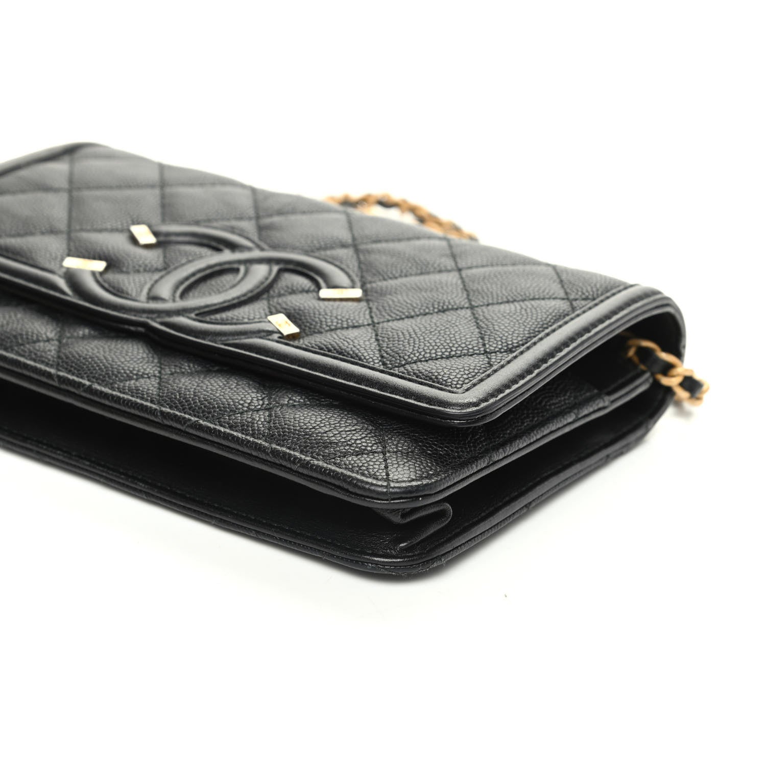 Chanel Caviar Quilted CC Filigree Wallet On Chain WOC Black 9 of 9