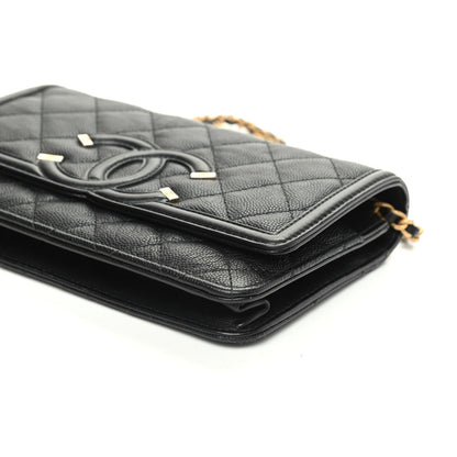 Chanel Caviar Quilted CC Filigree Wallet On Chain WOC Black 9 of 9