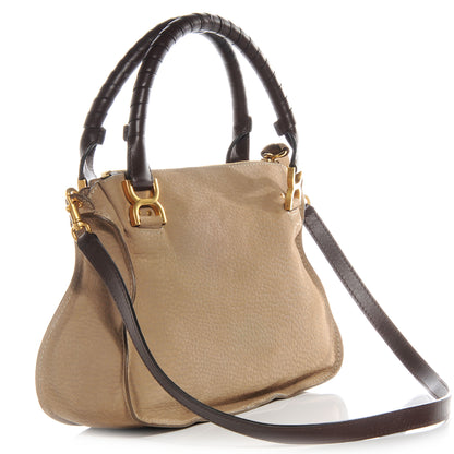 Chloe Nubuck Calfskin Large Marcie Satchel Greige 3 of 7