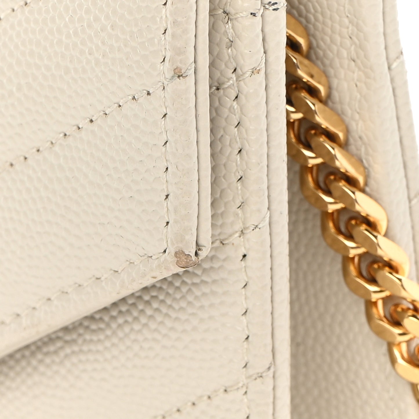 Grain De Poudre Matelasse Chevron Monogram Envelope Chain Wallet Nude Powder